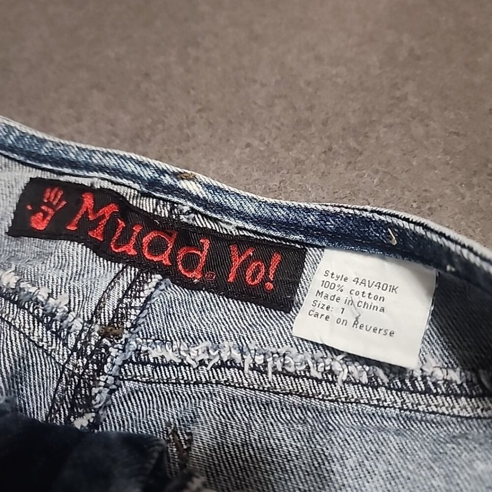 Vintage Y2K Mudd Low Rise Denim Mini Skirt Distressed Frayed Hem Grunge Indie - Picture 5 of 8